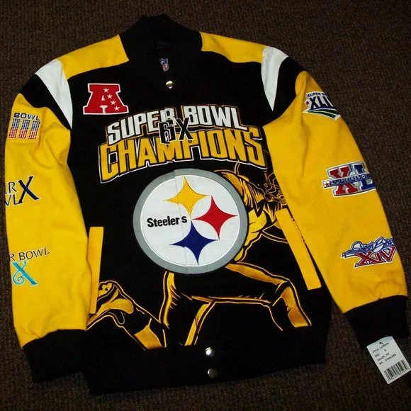 PITTSBURGH STEELERS 6 TIME SUPERBOWL ULTIMATE CHAMPIONSHIP JACKETSMALLMEDIUM